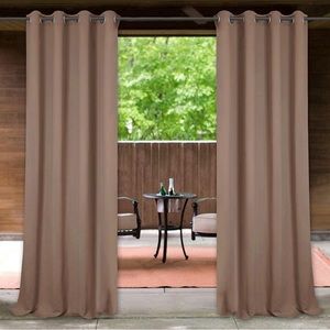 Waterproof Light Blocking Outdoor Curtains in Beige